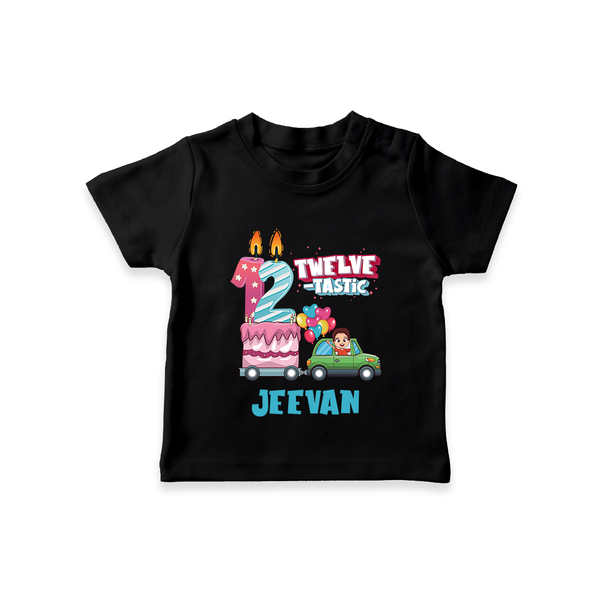 12th Birthday T Shirt for Kids | Name Printed T Shirt - BLACK - 0-5 Months Old (Chest 17")