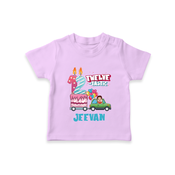12th Birthday T Shirt for Kids | Name Printed T Shirt - LILAC - 0-5 Months Old (Chest 17")
