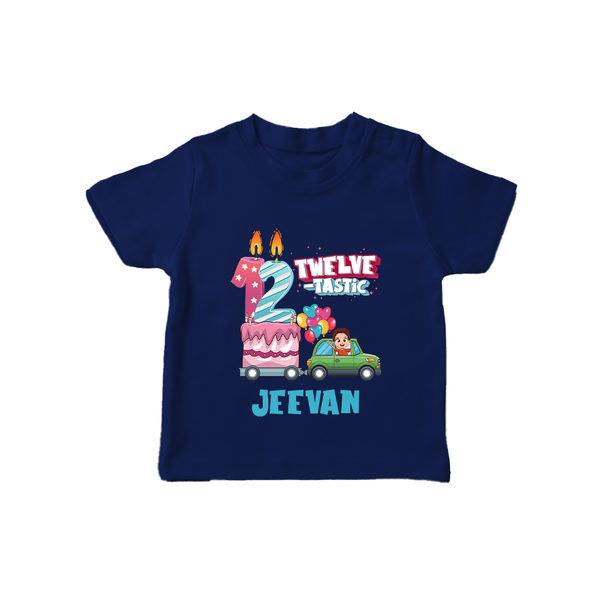 12th Birthday T Shirt for Kids | Name Printed T Shirt - NAVY BLUE - 0-5 Months Old (Chest 17")