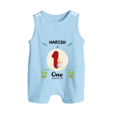 Customized Baby Romper Suit/ Sleeveless Romper | Celebrate 1st Month | Soft & Comfy Fit Romper Suit/ Sleeveless Romper - BABY BLUE - 0 - 5 Months Old (Chest 18")