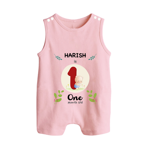 Customized Baby Romper Suit/ Sleeveless Romper | Celebrate 1st Month | Soft & Comfy Fit Romper Suit/ Sleeveless Romper - BABY PINK - 0 - 5 Months Old (Chest 18")