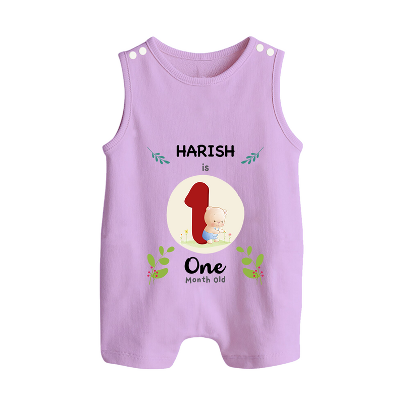 Customized Baby Romper Suit/ Sleeveless Romper | Celebrate 1st Month | Soft & Comfy Fit Romper Suit/ Sleeveless Romper - LILAC - 0 - 5 Months Old (Chest 18")