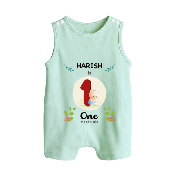 Customized Baby Romper Suit/ Sleeveless Romper | Celebrate 1st Month | Soft & Comfy Fit Romper Suit/ Sleeveless Romper - MINT GREEN - 0 - 5 Months Old (Chest 18")
