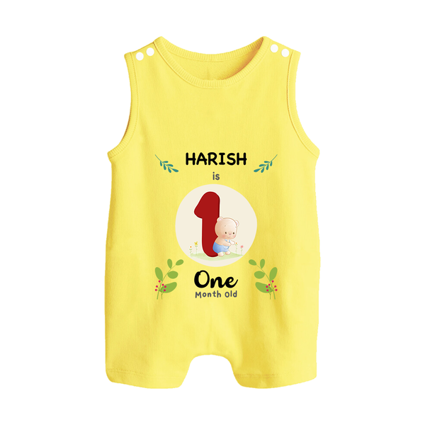 Customized Baby Romper Suit/ Sleeveless Romper | Celebrate 1st Month | Soft & Comfy Fit Romper Suit/ Sleeveless Romper - PASTEL YELLOW - 0 - 5 Months Old (Chest 18")