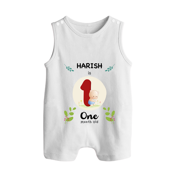 Customized Baby Romper Suit/ Sleeveless Romper | Celebrate 1st Month | Soft & Comfy Fit Romper Suit/ Sleeveless Romper - WHITE - 0 - 5 Months Old (Chest 18")