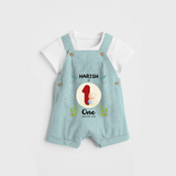 Celebrate The 1st Month Birthday with Customised Dungaree set for your Kids - ARCTIC BLUE - 0 - 5 Months Old (Chest 17")