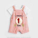 Celebrate one month of joy with our delightful customized Dungaree Set For Babies - PEACH - 0 - 5 Months Old (Chest 18")