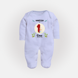 Celebrate one month of joy with our delightful customized Sleep Suit For Babies - BABY BLUE - New Born (Chest 7.5")