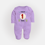 Celebrate one month of joy with our delightful customized Sleep Suit For Babies - LILAC - New Born (Chest 7.5")