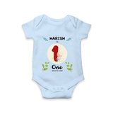 Celebrate one month of joy with our delightful customized Romper For Babies - BABY BLUE - 0 - 3 Months Old (Chest 16")