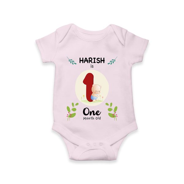 Mark your little one's first month with a personalized romper/onesie featuring their name! - BABY PINK - 0 - 3 Months Old (Chest 16")