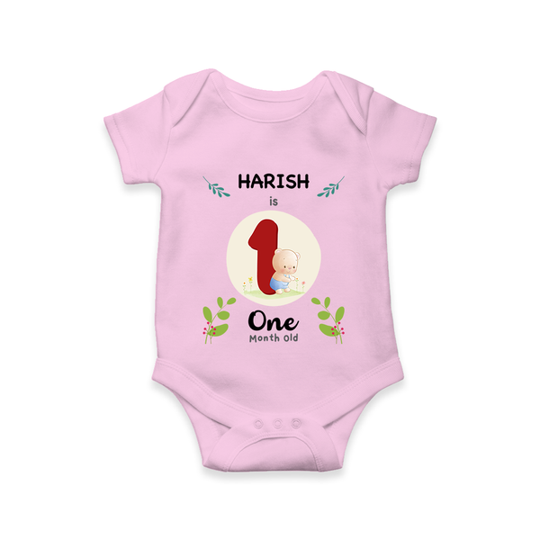 Customized Baby Romper/Onesie | Celebrate 1st Month | Soft & Comfy Fit - BABY PINK - New Born (Chest 14")