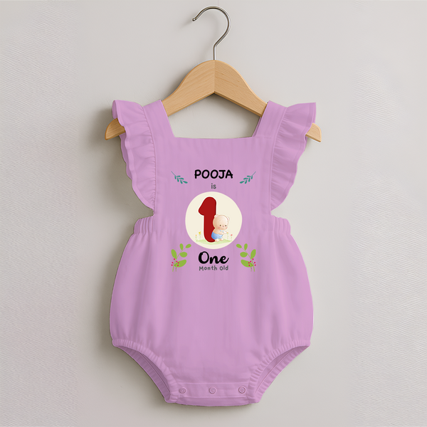 Customized Baby Romper Frock | Celebrate 1st Month | Soft & Comfy Fit Romper Frock - BABY PINK - 0 - 3 Months Old (Chest 19")