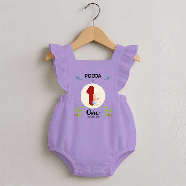 Customized Baby Romper Frock | Celebrate 1st Month | Soft & Comfy Fit Romper Frock - LILAC - 0 - 3 Months Old (Chest 19")