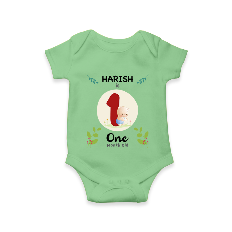 Celebrate one month of joy with our delightful customized Romper For Babies - GREEN - 0 - 3 Months Old (Chest 16")