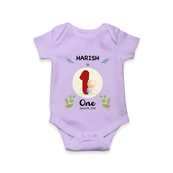 Customized Baby Romper/Onesie | Celebrate 1st Month | Soft & Comfy Fit - LILAC - New Born (Chest 14")