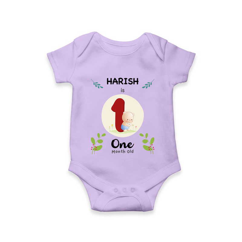 Customized Baby Romper/Onesie | Celebrate 1st Month | Soft & Comfy Fit - LILAC - New Born (Chest 14")