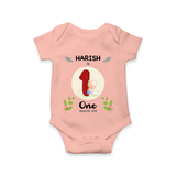 Mark your little one's first month with a personalized romper/onesie featuring their name! - PEACH - 0 - 3 Months Old (Chest 16")