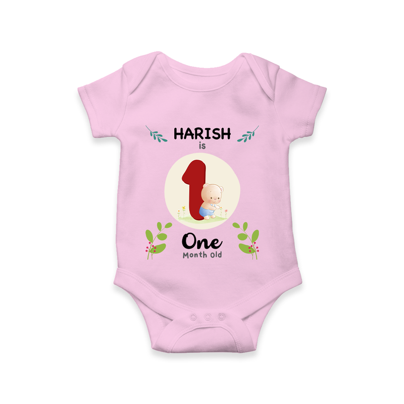 Mark your little one's first month with a personalized romper/onesie featuring their name! - PINK - 0 - 3 Months Old (Chest 16")