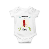 Customized Baby Romper/Onesie | Celebrate 1st Month | Soft & Comfy Fit - WHITE - New Born (Chest 14")