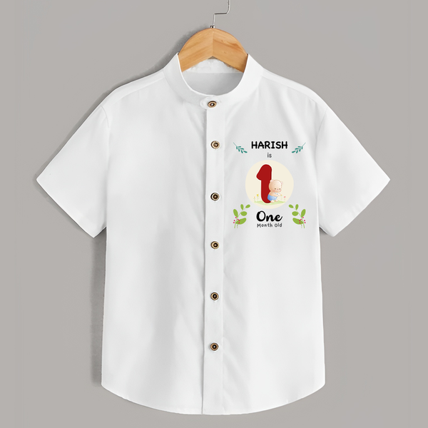 Customized Baby Shirt | Celebrate 1st Month | Soft & Comfy Fit Shirt - WHITE - 0 - 6 Months Old (Chest 23")