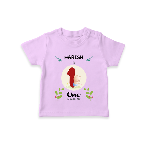 Customized Baby T-Shirt | Celebrate 1st Month | Soft & Comfy Fit T-Shirt - LILAC - 0-5 Months Old (Chest 17")
