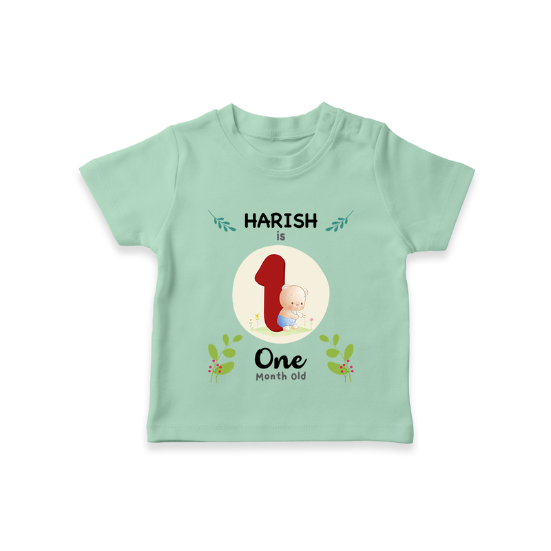 Celebrate one month of joy with our delightful customized T-Shirt For Babies - MINT GREEN - 0-5 Months Old (Chest 17")