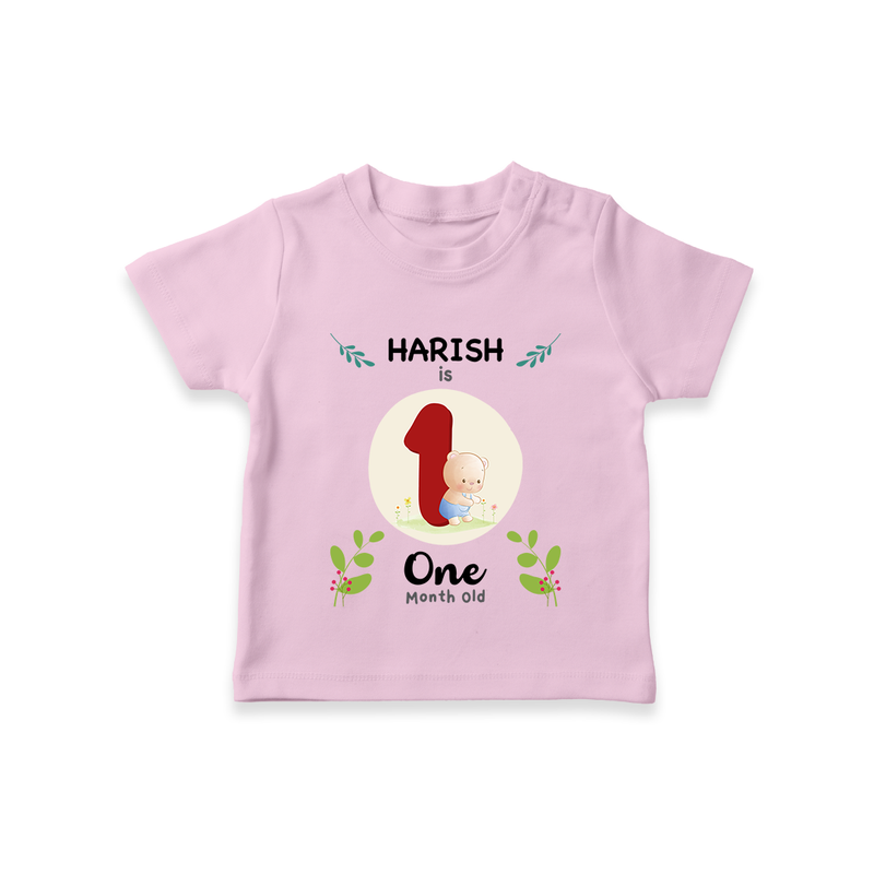 Celebrate one month of joy with our delightful customized T-Shirt For Babies - PINK - 0-5 Months Old (Chest 17")