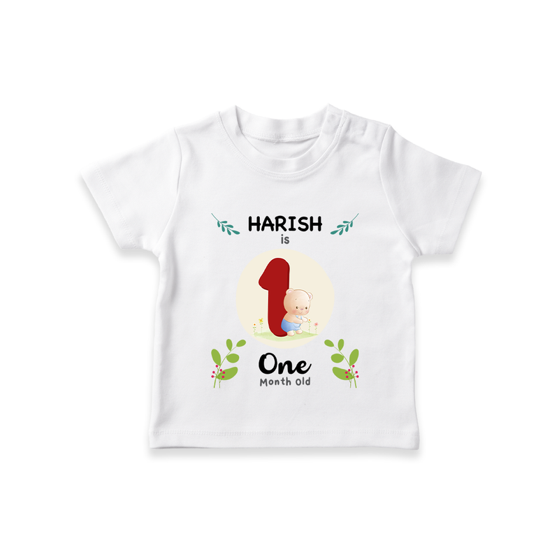 Celebrate one month of joy with our delightful customized T-Shirt For Babies - WHITE - 0-5 Months Old (Chest 17")