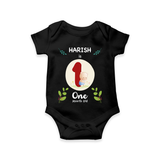 Mark your little one's first month with a personalized romper/onesie featuring their name! - BLACK - 0 - 3 Months Old (Chest 16")