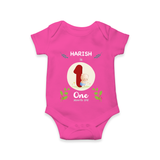 Celebrate one month of joy with our delightful customized Romper For Babies - HOT PINK - 0 - 3 Months Old (Chest 16")