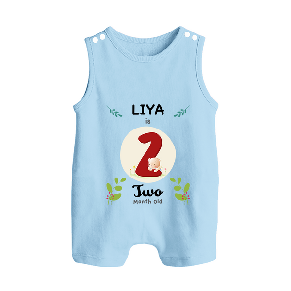 Customized Baby Romper Suit/ Sleeveless Romper | Celebrate 2nd Month | Soft & Comfy Fit Romper Suit/ Sleeveless Romper - BABY BLUE - 0 - 5 Months Old (Chest 18")