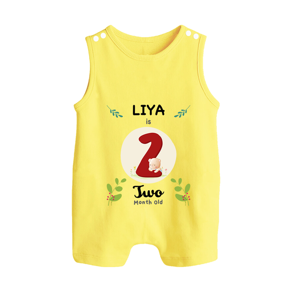 Customized Baby Romper Suit/ Sleeveless Romper | Celebrate 2nd Month | Soft & Comfy Fit Romper Suit/ Sleeveless Romper - PASTEL YELLOW - 0 - 5 Months Old (Chest 18")