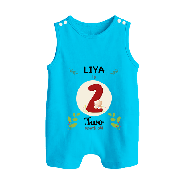 Customized Baby Romper Suit/ Sleeveless Romper | Celebrate 2nd Month | Soft & Comfy Fit Romper Suit/ Sleeveless Romper - SKY BLUE - 0 - 5 Months Old (Chest 18")