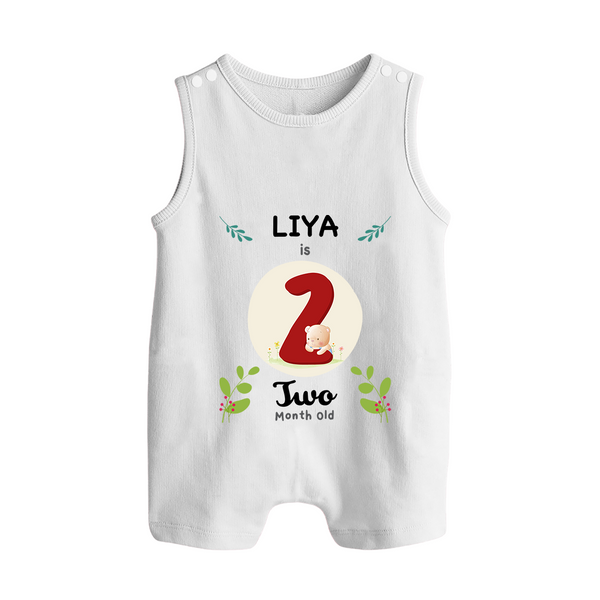 Customized Baby Romper Suit/ Sleeveless Romper | Celebrate 2nd Month | Soft & Comfy Fit Romper Suit/ Sleeveless Romper - WHITE - 0 - 5 Months Old (Chest 18")