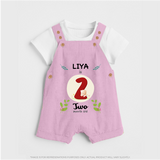 Customized Baby Dungaree Set | Celebrate 2nd Month | Soft & Comfy Fit Dungaree Set - BABY PINK - 0 - 5 Months Old (Chest 18")
