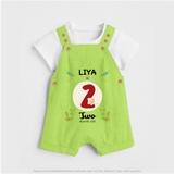 Celebrate Two month of joy with our delightful customized Dungaree Set For Babies - GREEN - 0 - 5 Months Old (Chest 18")