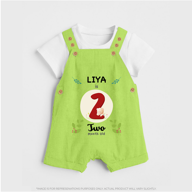 Celebrate Two month of joy with our delightful customized Dungaree Set For Babies - GREEN - 0 - 5 Months Old (Chest 18")