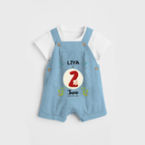 Celebrate The Second Month Birthday Customised Dungaree set for your Kids - SKY BLUE - 0 - 5 Months Old (Chest 17")