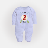 Celebrate Two month of joy with our delightful customized Sleep Suit For Babies - BABY BLUE - New Born (Chest 7.5")