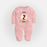Customized Baby Full Sleeve Bodysuit/ Sleep Suit/ Jumpsuit | Celebrate 2nd Month | Soft & Comfy Fit Full Sleeve Bodysuit/ Sleep Suit/ Jumpsuit - BABY PINK - New Born (Chest 7.5")