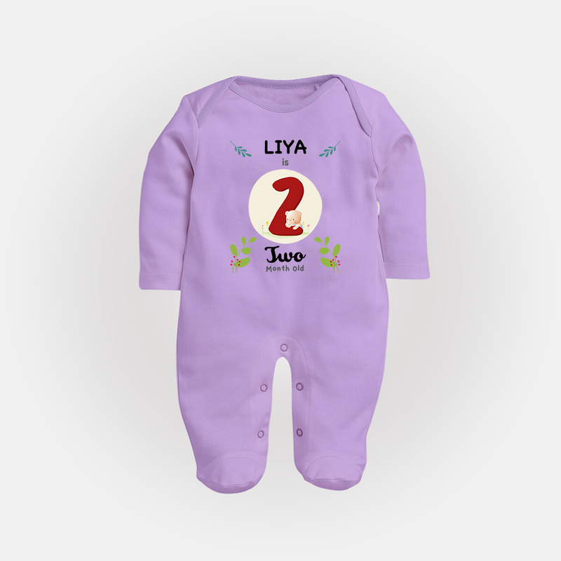 Celebrate Two month of joy with our delightful customized Sleep Suit For Babies - LILAC - New Born (Chest 7.5")