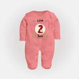 Celebrate Two month of joy with our delightful customized Sleep Suit For Babies - PEACH - New Born (Chest 7.5")