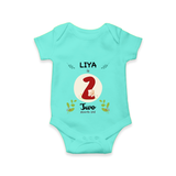 Mark your little one's Second month with a personalized romper/onesie featuring their name! - ARCTIC BLUE - 0 - 3 Months Old (Chest 16")