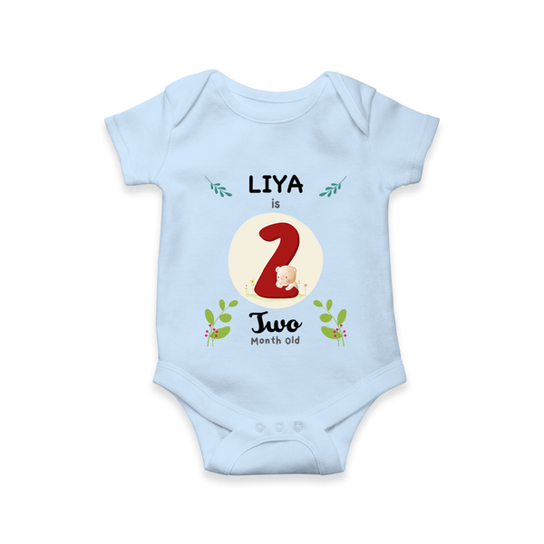 Customized Baby Romper/Onesie | Celebrate 2nd Month | Soft & Comfy Fit - BABY BLUE - New Born (Chest 14")