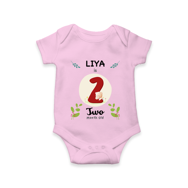Customized Baby Romper/Onesie | Celebrate 2nd Month | Soft & Comfy Fit - BABY PINK - New Born (Chest 14")