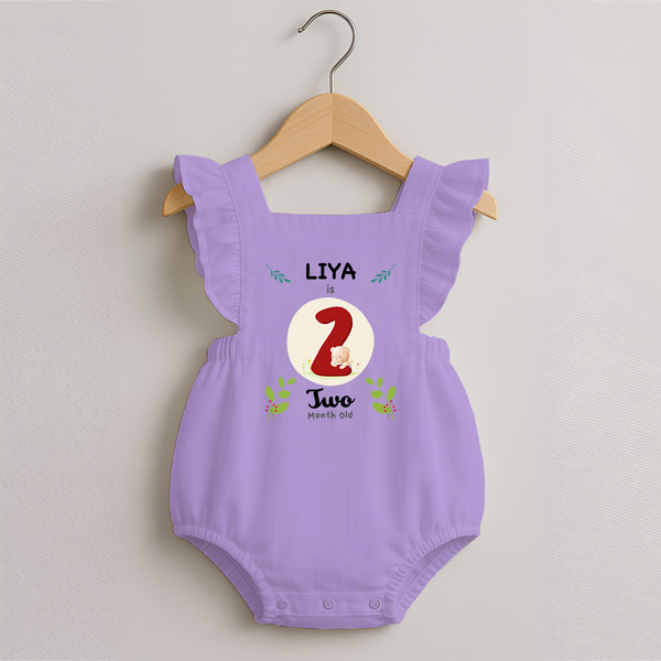 Customized Baby Romper Frock | Celebrate 2nd Month | Soft & Comfy Fit Romper Frock - LILAC - 0 - 3 Months Old (Chest 19")