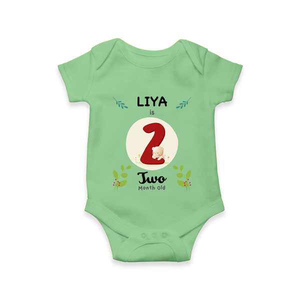 Customized Baby Romper/Onesie | Celebrate 2nd Month | Soft & Comfy Fit - GREEN - New Born (Chest 14")