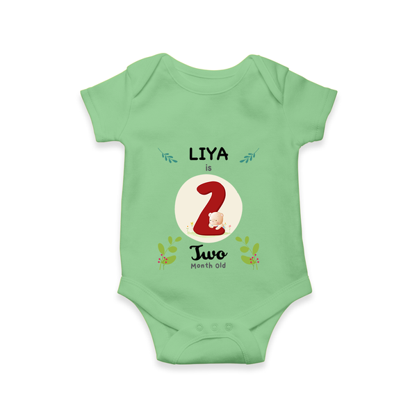 Mark your little one's Second month with a personalized romper/onesie featuring their name! - GREEN - 0 - 3 Months Old (Chest 16")