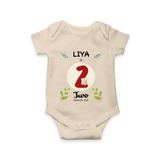 Customized Baby Romper/Onesie | Celebrate 2nd Month | Soft & Comfy Fit - IVORY - New Born (Chest 14")